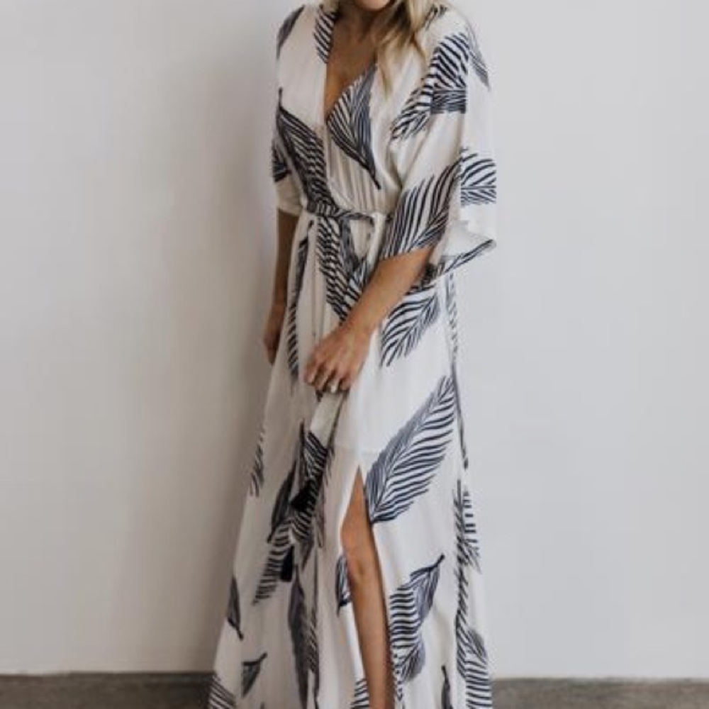 Feather Print Maxi Dress (NWT)